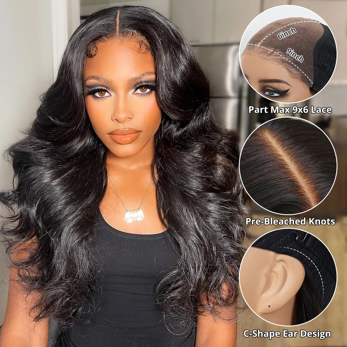Bodywave 9x6 glueless wig
